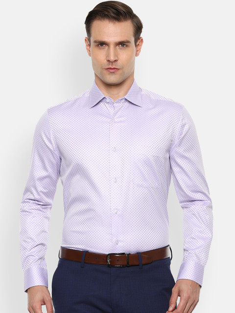 

Louis Philippe Men Purple Pure Cotton Regular Fit Self Design Formal Shirt