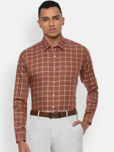 

Van Heusen Men Brown & Beige Slim Fit Checked Formal Shirt
