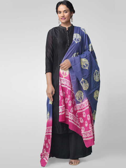 

Unnati Silks Blue & Pink Printed Dupatta