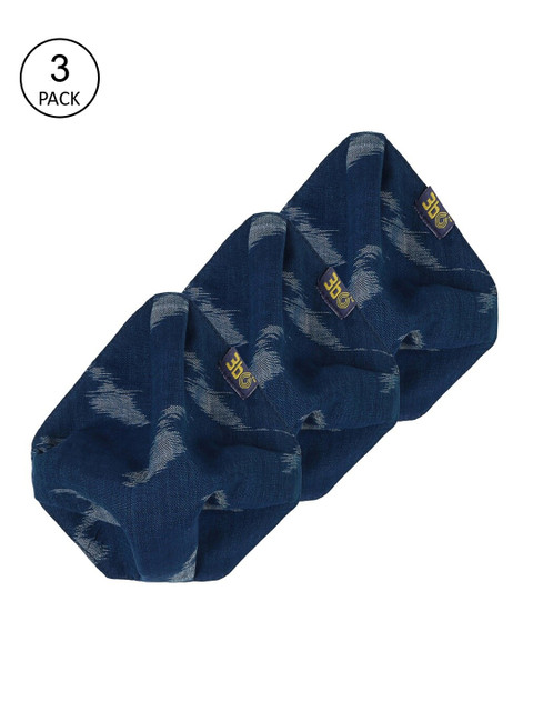 

3BO Women Pack Of 3 Blue & Grey Printed 3-Ply Cotton Reusable Cloth Face Masks