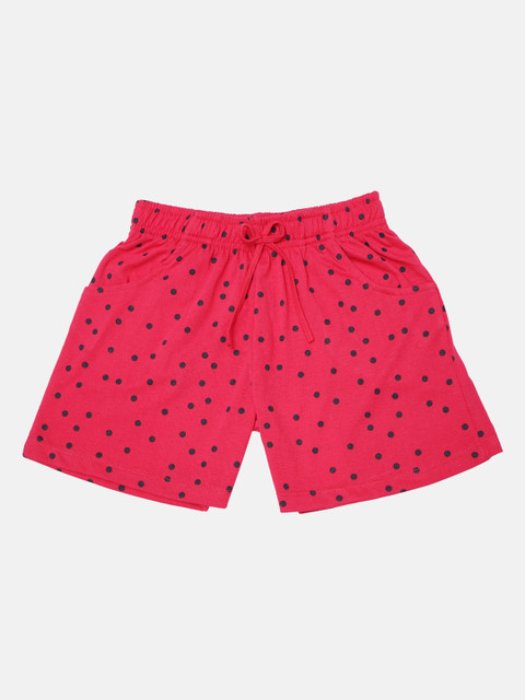 

Nins Moda Girls Red Printed Regular Fit Regular Shorts