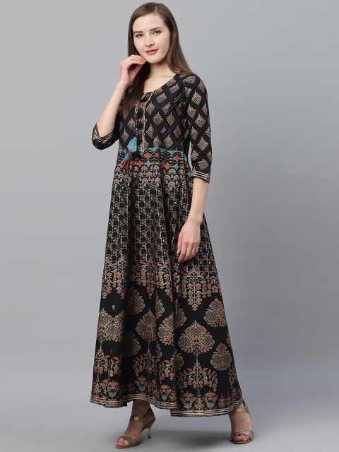 

Ishin Women Black Ethnic Motifs Foil Printed Anarkali Kurta