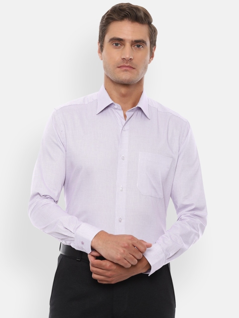 

Louis Philippe Men White & Purple Pure Cotton Regular Fit Checked Formal Shirt
