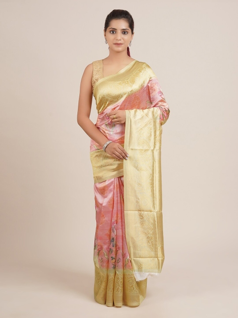 

Pothys Pink Printed Jute Silk Saree