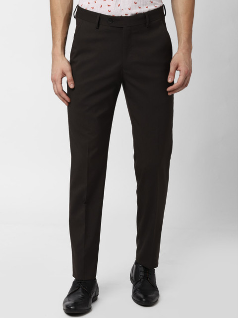 

Peter England Men Brown Slim Fit Self Design Formal Trousers