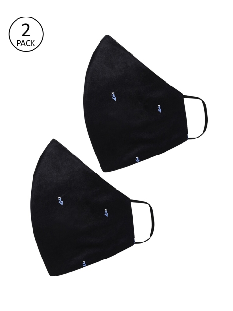 

Tossido Men Pack Of 2 Black & Blue Printed 3-ply Reusable 100% Cotton Cloth Masks