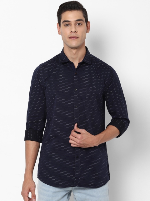 

Allen Solly Men Navy Blue Slim Fit Self Design Cotton Casual Shirt