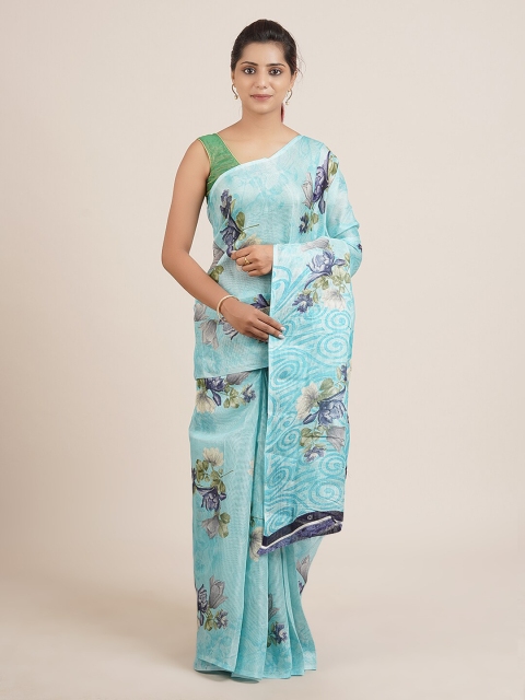

Pothys Turquoise Blue Printed Pure Cotton Saree