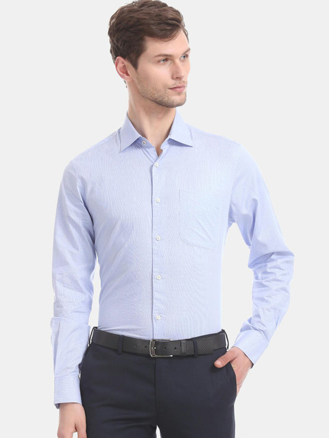 

AD By Arvind Men Blue & White Regular Fit Checked Pure Cotton Formal Shirt