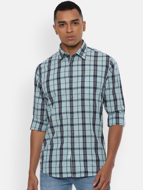 

Van Heusen Sport Men Blue Pure Cotton Slim Fit Checked Casual Shirt