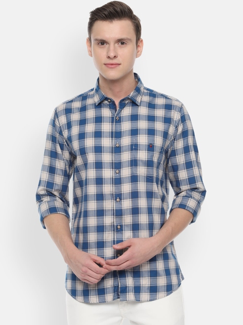 

Louis Philippe Sport Men Blue & Off-White Slim Fit Checked Casual Shirt
