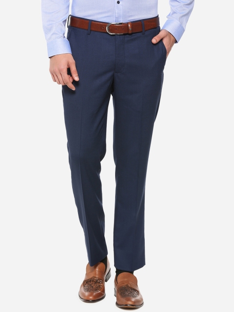 

Louis Philippe Men Navy Blue Slim Fit Solid Formal Trousers