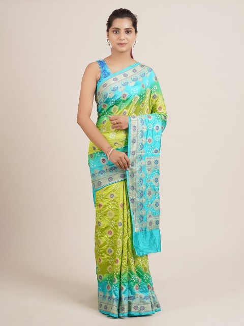 

Pothys Green & Turquoise Blue Art Silk Printed Saree