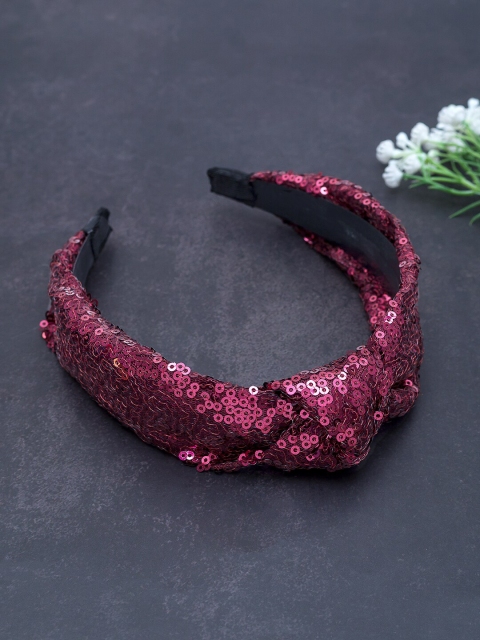 

Golden Peacock Maroon Embellished Hairband