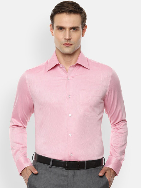 

Louis Philippe Men Pink Pure Cotton Regular Fit Self Design Formal Shirt