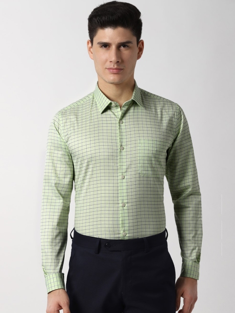 

Peter England Elite Men Green Slim Fit Checked Casual Shirt