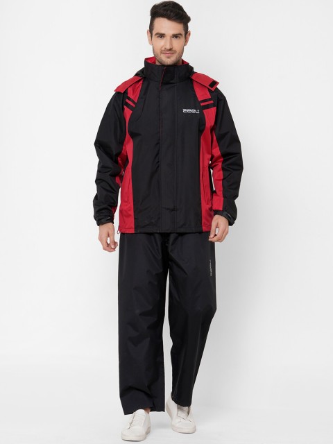 

Zeel Men Black & Red Colourblocked Rain Suit