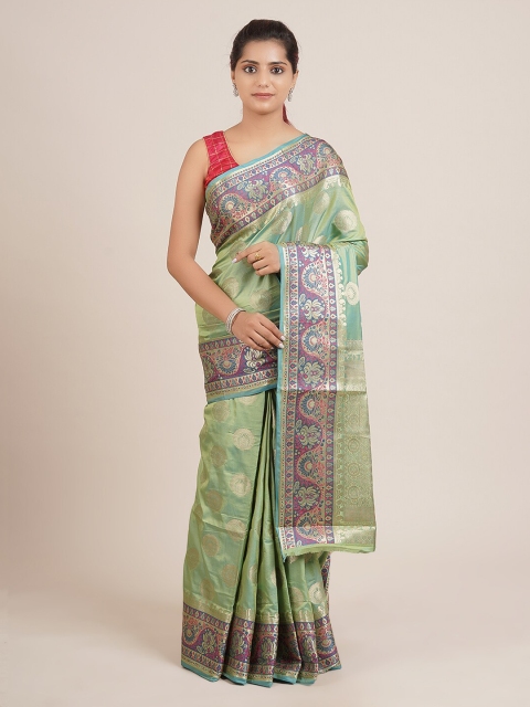 Pothys Green Woven Design Jute Silk Saree