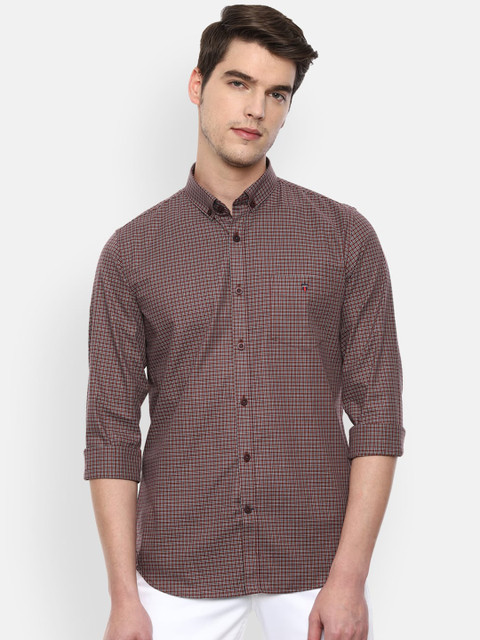 

Louis Philippe Sport Men Brown & Off-White Pure Cotton Slim Fit Checked Casual Shirt