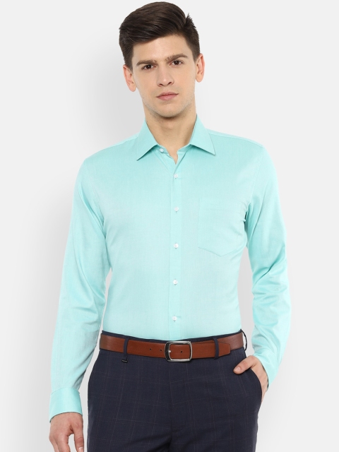 Van Heusen Men Sea Green Slim Fit Solid Casual Shirt