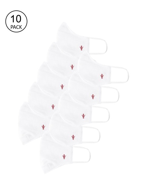 

RAMRAJ COTTON Unisex Pack Of 10 White Solid 2-Ply Reusable Cloth Masks