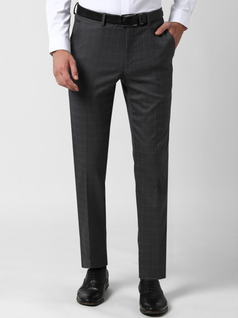 

Peter England Men Black Slim Fit Self Checked Formal Trousers