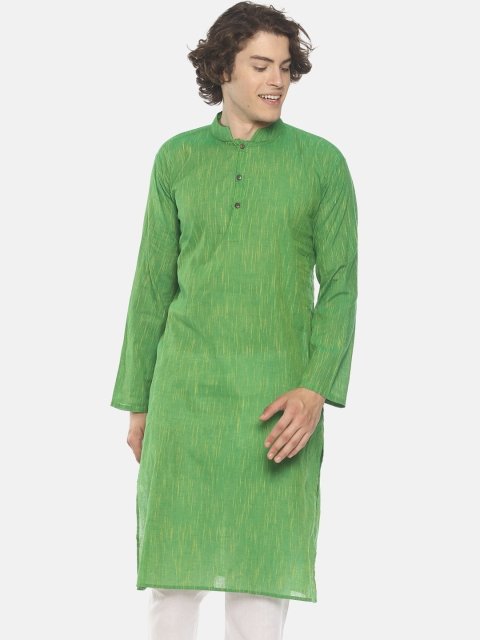

PAROKSH Men Green Striped Handloom Kurta
