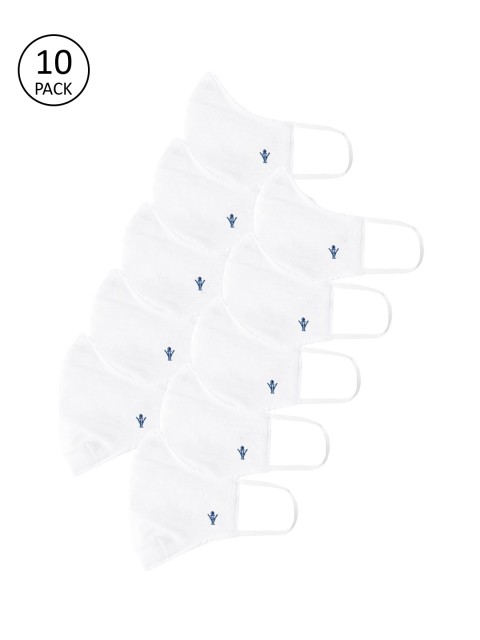 

RAMRAJ COTTON Pack Of 10 White 2-Ply Reusable Woven Cloth Masks