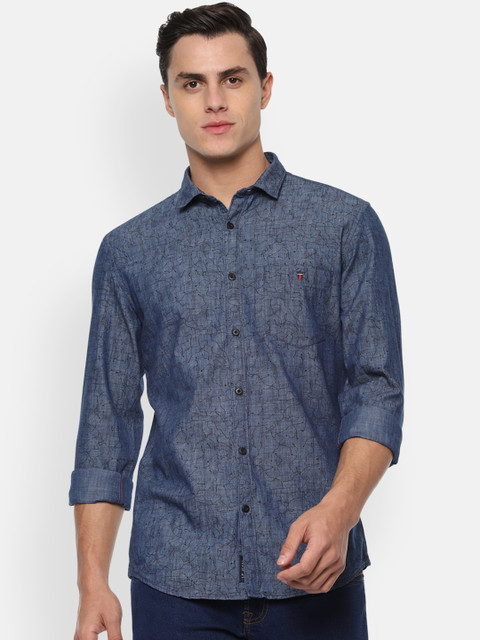 

Louis Philippe Jeans Men Blue Pure Cotton Slim Fit Printed Casual Shirt