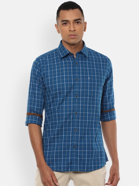 

Van Heusen Sport Men Blue Pure Cotton Slim Fit Checked Casual Shirt
