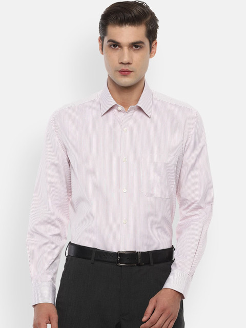 

Luxure by Louis Philippe Men Pink Regular Fit Striped Pure Cotton Formal Shirt