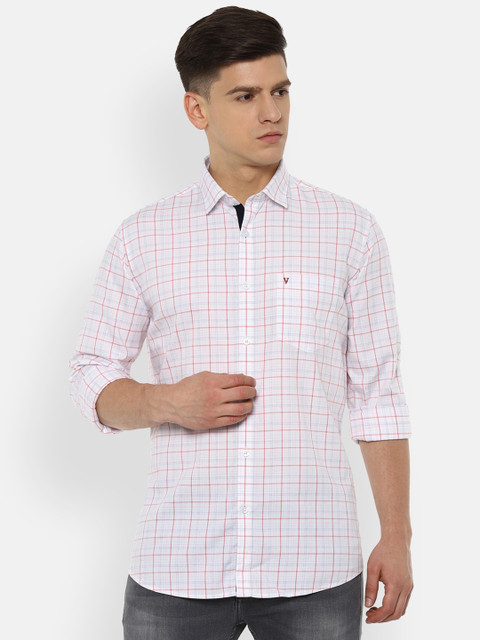 

Van Heusen Sport Men White Pure Cotton Slim Fit Checked Casual Shirt