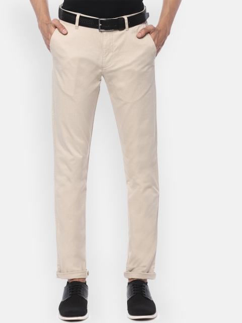 

Louis Philippe Sport Men Cream-Coloured Slim Fit Solid Regular Trousers