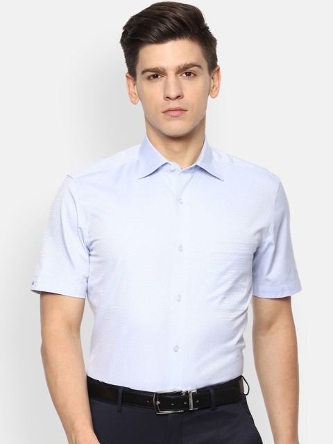 

Louis Philippe Men Blue Pure Cotton Regular Fit Self Design Formal Shirt