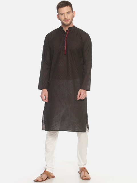 

PAROKSH Men Black Printed Dobby Handloom Kurta