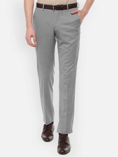 

Louis Philippe Men Grey Slim Fit Solid Formal Trousers