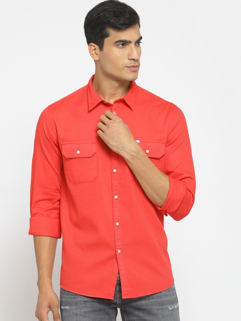 

Pepe Jeans Men Red Regular Fit Solid Pure Cotton Casual Shirt
