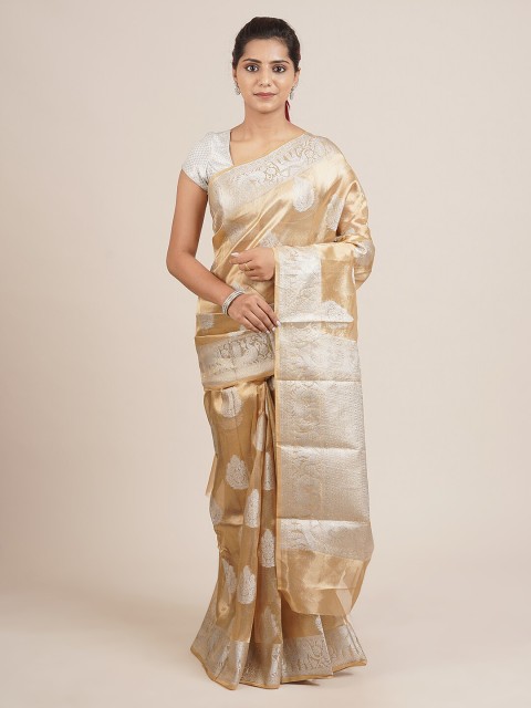 

Pothys Gold-Toned Woven Design Jute Silk Saree