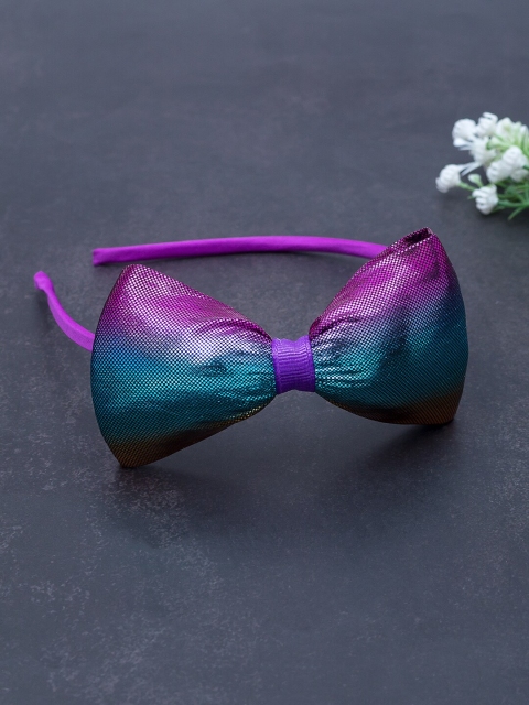 

Golden Peacock Women Purple Rainbow Gradient Hairband with Bow Detail