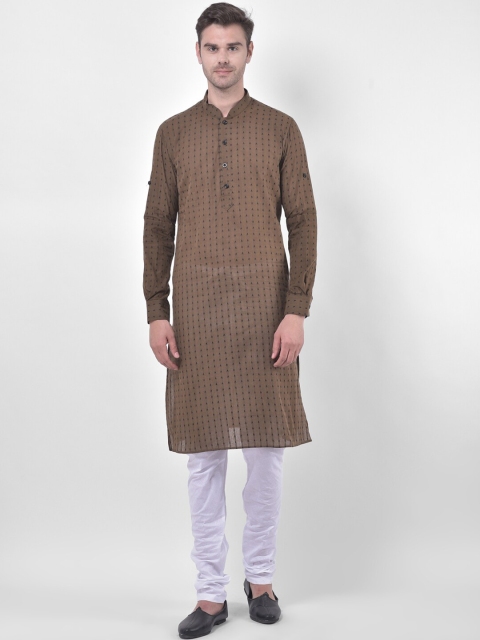 

LAMAAYA Men Brown Geometric Printed Kurta