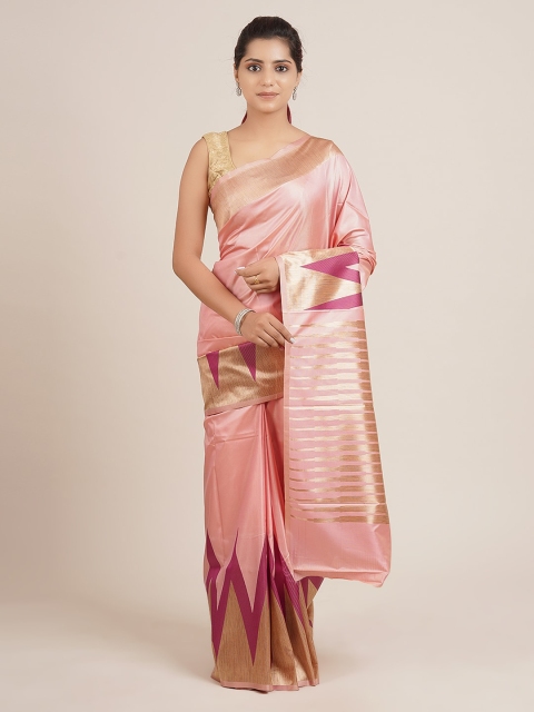 

Pothys Pink Solid Art Silk Saree