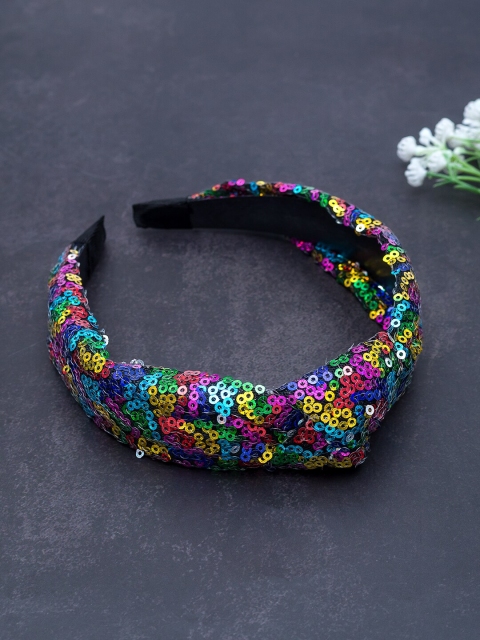 

Golden Peacock Blue Embellished Hairband