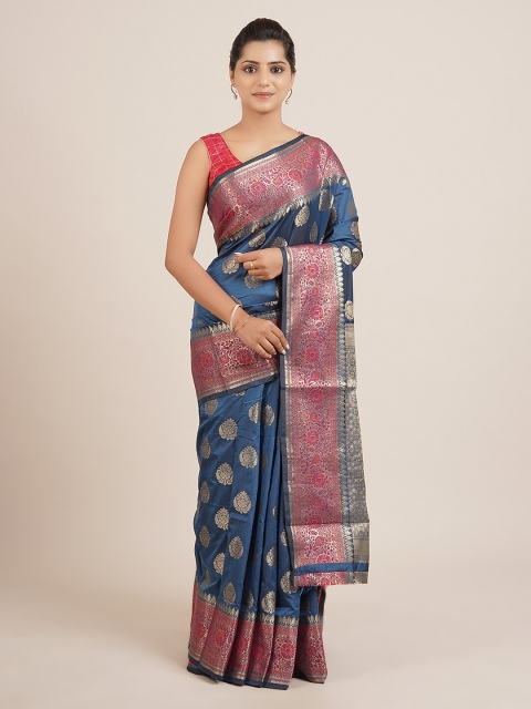 

Pothys Blue Woven Design Jute Silk Saree
