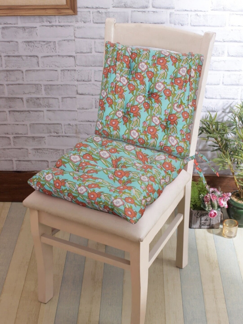 

Rajasthan Decor Set Of 2 Blue & Pink Printed Cotton Chair Pads