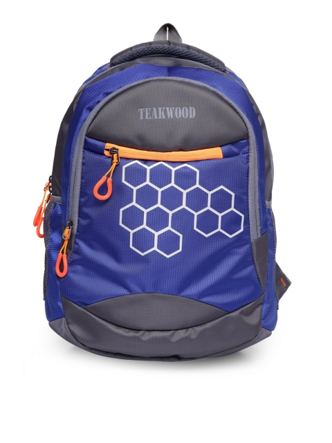 

Teakwood Leathers Unisex Blue & Grey Brand Logo Backpack