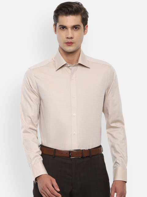 

Louis Philippe Men Beige Pure Cotton Regular Fit Self Design Formal Shirt