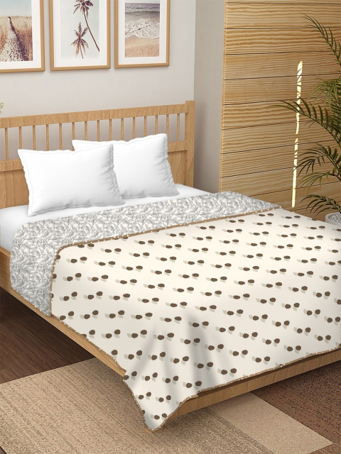 

BELLA CASA White & Grey Floral AC Room 180 GSM Double Bed Dohar