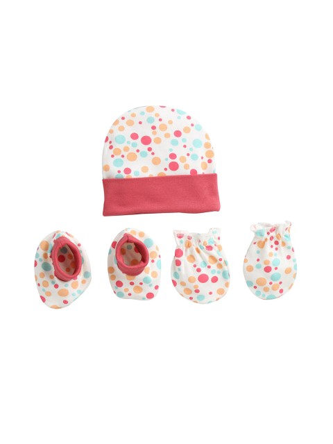 

BUMZEE Unisex Kids Cream-Coloured Beanie & Mitten With Bootie