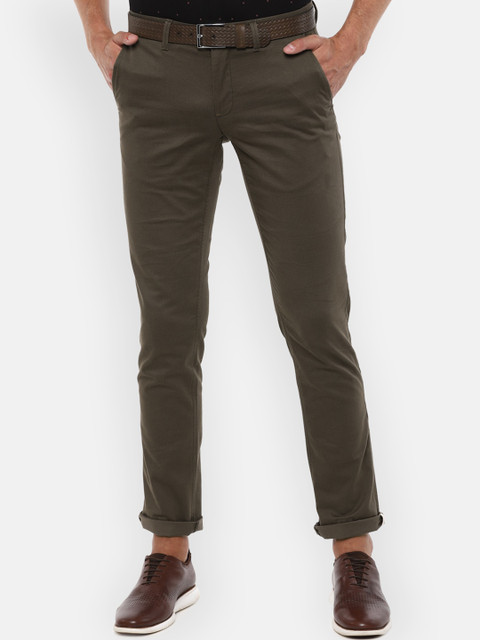 

Louis Philippe Sport Men Olive Green Slim Fit Solid Regular Trousers