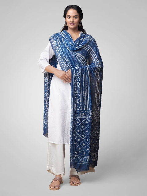 

Unnati Silks Blue & White Printed Dupatta